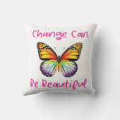 変化は美しいレインボーカラフルバタフライ クッション (裏面)