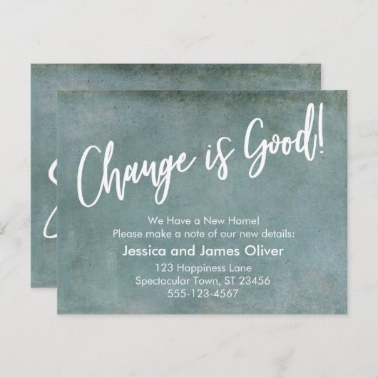 変化は良い！青いグランジ動きの発表 招待状 (正面/裏面)