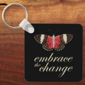 変化を受け入れる – ピンクバタフライ キーホルダー (正面)