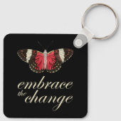 変化を受け入れる – ピンクバタフライ キーホルダー (裏面)