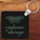 変化を受け入れる – 緑の蝶 キーホルダー (裏面)