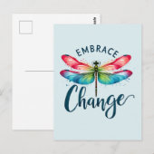 変化を受け入れる – 芸術的 Dragonfly ポストカード (正面/裏面)