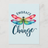 変化を受け入れる – 芸術的 Dragonfly ポストカード (正面)