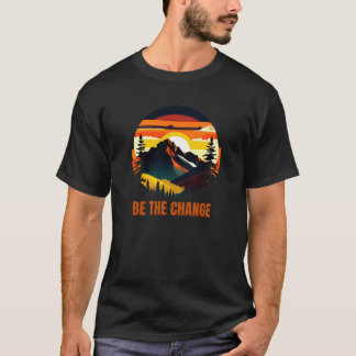 変化を起こそう – 山の夕焼け Tシャツ