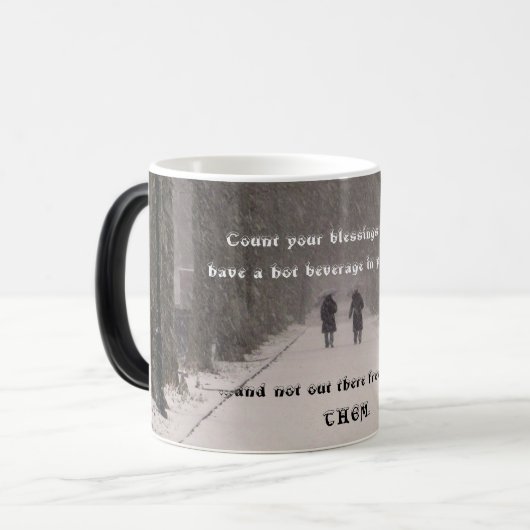 変形させるマグ! [あなたの恵みを数えて下さい] モーフィングマグカップ (正面左)