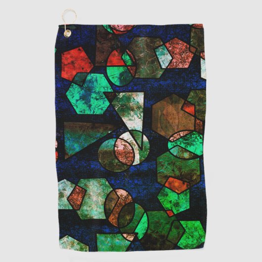 変形したテクスチャを持つ不規則なジオメトリ形状 ゴルフタオル (正面)