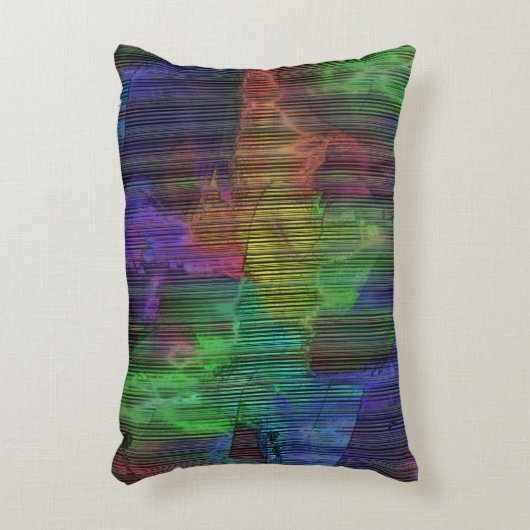 変形した線の下の派手なストライプ色の斑点 アクセントクッション (正面(垂直))