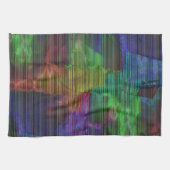 変形した線の下の派手なストライプ色の斑点 キッチンタオル (横)