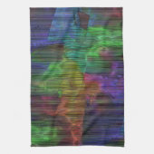 変形した線の下の派手なストライプ色の斑点 キッチンタオル (縦)