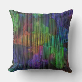 変形した線の下の派手なストライプ色の斑点 クッション