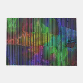 変形した線の下の派手なストライプ色の斑点 ドアマット