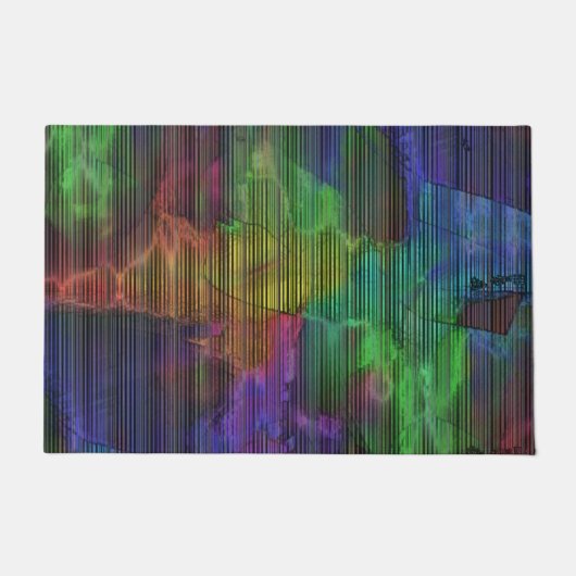 変形した線の下の派手なストライプ色の斑点 ドアマット (正面)