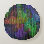 変形した線の下の派手なストライプ色の斑点 ラウンドクッション (正面)