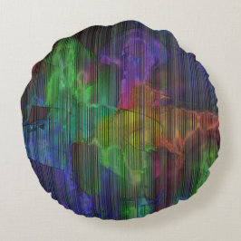 変形した線の下の派手なストライプ色の斑点 ラウンドクッション
