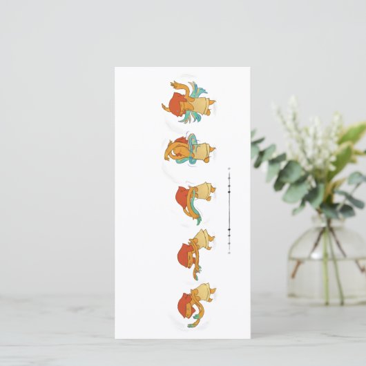 変形-肩をすくめるしぐさの島の挨拶状 カード (スタンド正面)