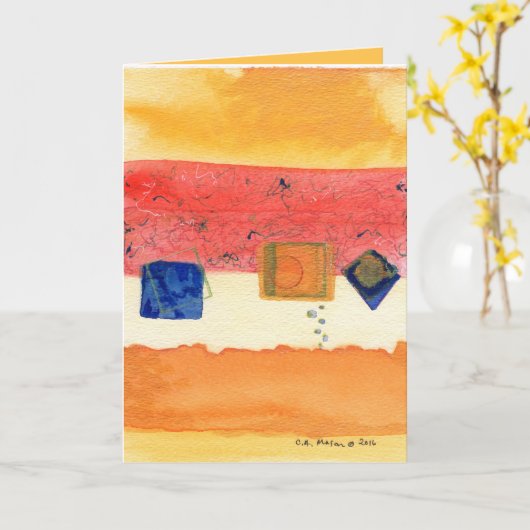 変態の抽象美術の挨拶状 カード (黄色い花)