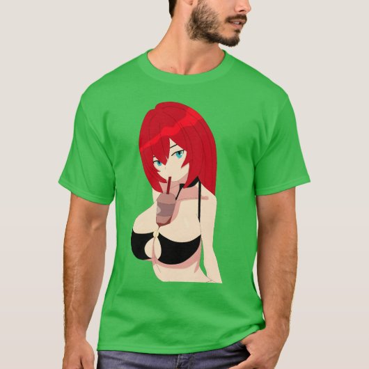 変態アニメの女の子 笑える Tシャツ (正面)