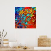 変換XXIブルーレッドティール(緑がかった色)抽象芸術 ポスター (キッチン)