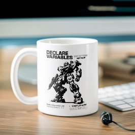 変数おもしろいを宣言War Mech Warrior Coder コーヒーマグカップ