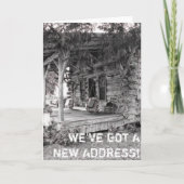 変更おもしろいアドレス引っ越し祝いパーティーコテージキャビン 案内状 (正面)