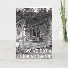 変更おもしろいアドレス引っ越し祝いパーティーコテージキャビン 案内状