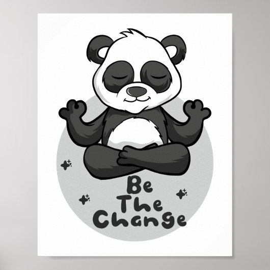 変更かわいいパンダおもしろいヨガポーズ ポスター (正面)