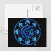 変更されたライトブルー〔占星術の〕十二宮図日食 ポストカード (正面/裏面)