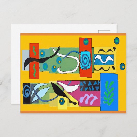 変更された抽象芸術シェイプ、マティススタイル ポストカード (正面/裏面)