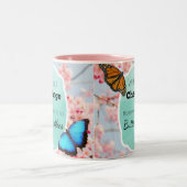 変更なしで蝶はピンクの水のマグを引用しません ツートーンマグカップ (中央)