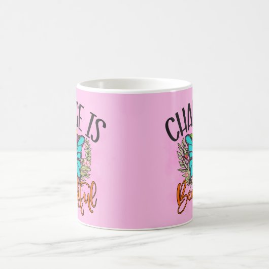 変更は美しい蝶の感動的引用文 コーヒーマグカップ (中央)