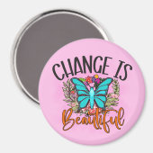 変更は美しい蝶の感動的引用文 マグネット (正面/裏面)