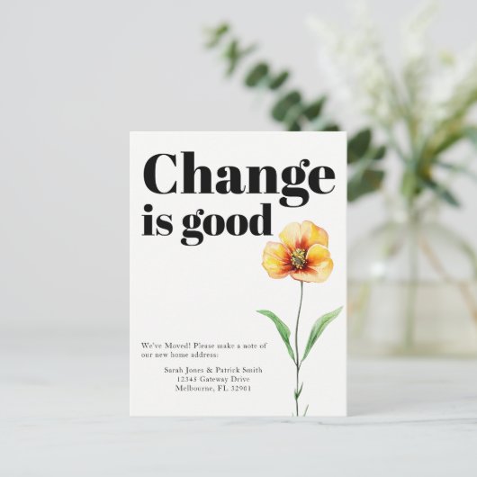 変更は良い動きの発表 案内ポストカード (スタンド正面)