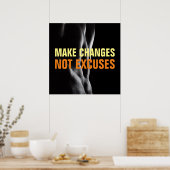変更を弁解しないボディビルフィットネス ポスター (キッチン)