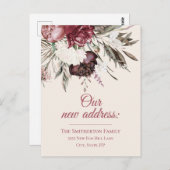 変更アドレスブルゴーニュアイボリーフローラクリーム ポストカード (正面/裏面)