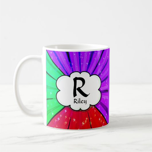 変更イニシャルの名前ポップ・アートの、Art Cloud - R S T U V コーヒーマグカップ (左)