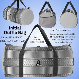 変更イニシャルグレーメタルシャインルック ダッフルバッグ