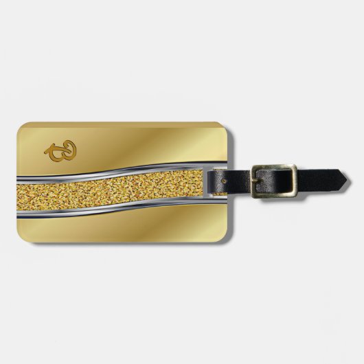 変更イニシャルシルバーオン金ゴールドカーブラゲージタグ ラゲッジタグ (正面横)