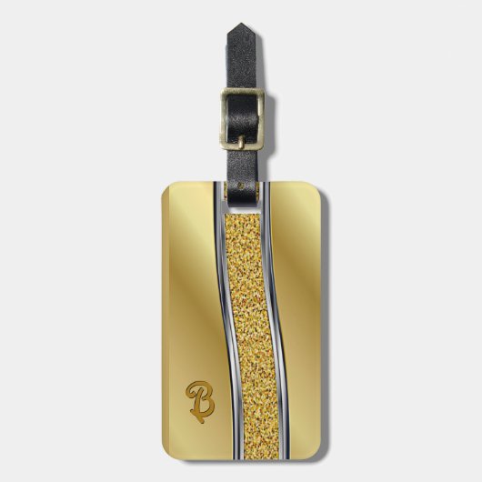 変更イニシャルシルバーオン金ゴールドカーブラゲージタグ ラゲッジタグ (正面縦)