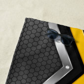 変更イニシャルセーフティイエローブラックシルバー矢印 ビーチタオル (インサイチュ)