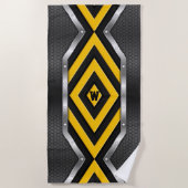 変更イニシャルセーフティイエローブラックシルバー矢印 ビーチタオル (正面)