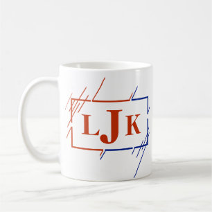 変更イニシャルモノグラムブラウンブルーストロークI J K L コーヒーマグカップ