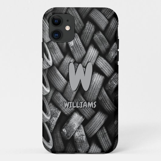 変更イニシャル名を追加Old Car Tires Case-Mate iPhoneケース (裏面)