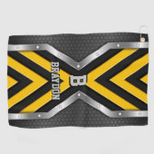 変更イニシャル名前の追加イエローブラックシルバー矢印 ゴルフタオル (横)