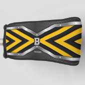 変更イニシャル名前の追加イエローブラックシルバー矢印 ゴルフヘッドカバー (正面)