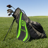 変更イニシャル名前の追加グリーンとブラックのストライプ     ゴルフタオル (グリーン)