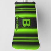 変更イニシャル名前の追加グリーンとブラックのストライプ ゴルフヘッドカバー (回転90)