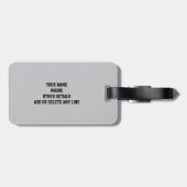 変更イニシャル名前の追加シルバーグレー赤テクスチャ ラゲッジタグ (裏面横)