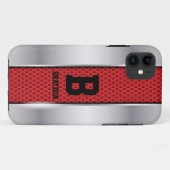 変更イニシャル名前の追加シルバーグレー赤テクスチャ Case-Mate iPhoneケース (裏面(横))