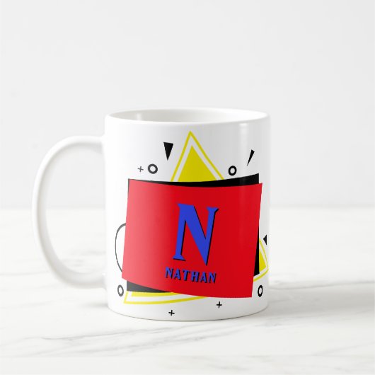 変更イニシャル名前の追加ジオメトリレイヤM N O P Q コーヒーマグカップ (左)