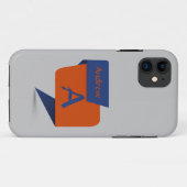 変更イニシャル名前の追加ブルーオレンジ色の正方形バナー Case-Mate iPhoneケース (裏面(横))